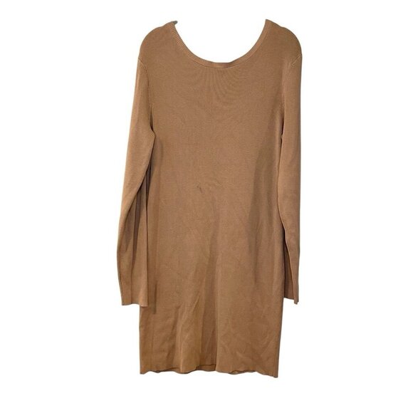 OPEN EDIT Long Sleeve Sweater Minidress Camel Tan Stretch Low Back Size XL - Picture 1 of 6